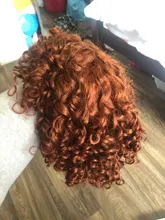Orange Colored Human Hair Wigs Scalp Top Full Machine Made Wig Loose Wave Indian Indian