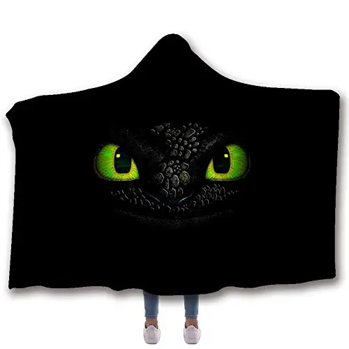 Anime How to Train Your Dragon Printed Plush Hooded Blanket For Adults Kid Warm Home Wearable Double layer Fleece Throw Blankets