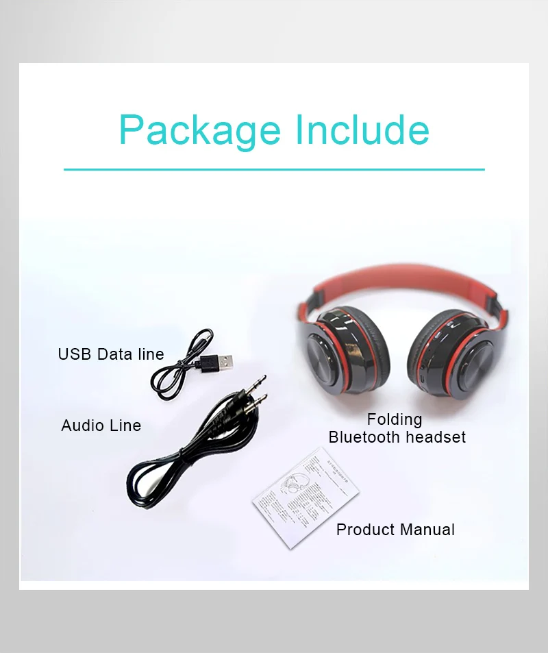 Blueooth Wireless Headphones LED Colorful Light Portable Folding Stereo Headsets Wireless Earphones With Mic TF Card Mp3 Player (14)