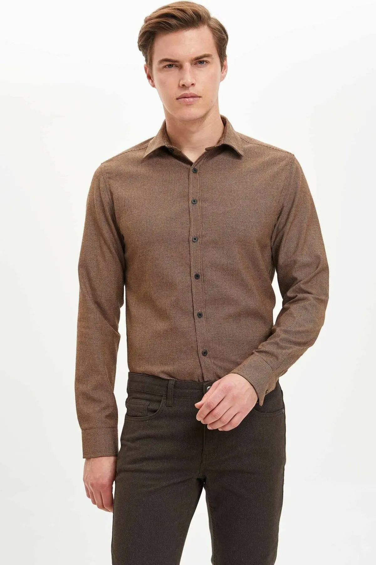 DeFacto Man Winter Solid Color Shirts 