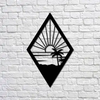 

Metal Wall Art Sunset Beach Interior Decoration Home Decor Wall Hanging Home Decoration Wall Art 90x58 cm