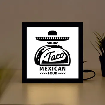 

Mexican Taco Handcrafted Wooden Light Box Sign for Home, Restaurant, Coffee Shop Business Signage