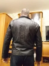 Chaqueta de cuero de vaca para hombre, abrigo de piel de vaca, grueso, de calidad, Estilo vintage, regalo, envío gratis