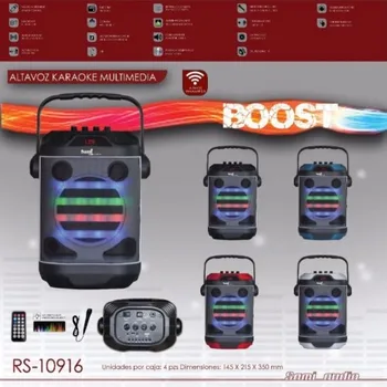 

SPEAKER BOOST RED 15 W BLUETOOTH RADIUS C/USB SD INPUT C/COMMAND C/MICROPHONE HANDLE TRANSPORT SUBWOOFER SAMI