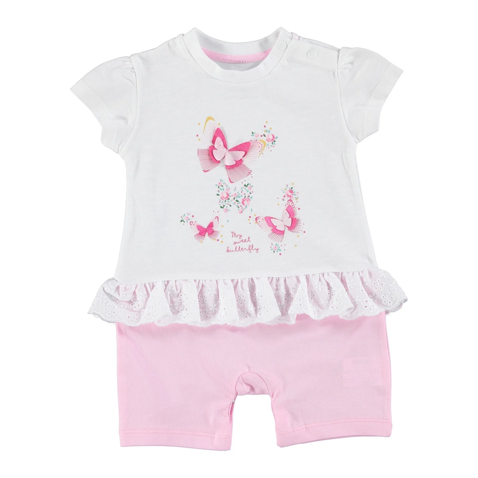Ebebek HelloBaby/комбинезон с короткими рукавами и рюшами бабочкой для маленьких
