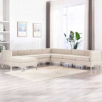 

8 PCs fabric cream sofas sofas Set