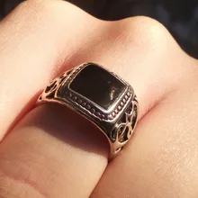 Anillo de navidad plateado para hombre, anillos de esmalte cuadrado y negro, joyería fina, alta calidad, 8-11