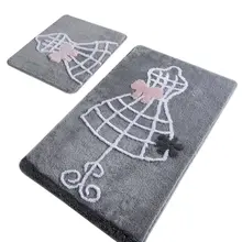 Коврики для ванной нескользящие Противоскользящие коврики противоскользящие серые 2'Li набор 60X100 см-50X60 см