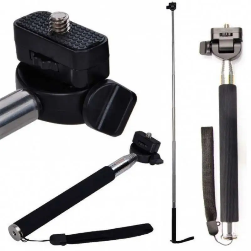 Soporte extensible para cámaras y GoPro de mano. Palo selfie para autofotos.