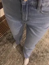 Mom Jeans Leg-Trousers Straight-Pants Washed Boyfriends Cowboy Vintage High-Waist Wide