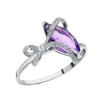 

Silver ring with amethyst and cubic zirconia sunlight sample 925
