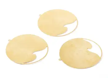 

Brass Wave Charms - Raw Brass Circle Pendant - Earring Findings - 6PCS/LOT - 53.4x50.8x0.7mm - PP2141