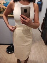 Split Skirt Midi HELIAR High-Waist Women Elegant Straight Solid 