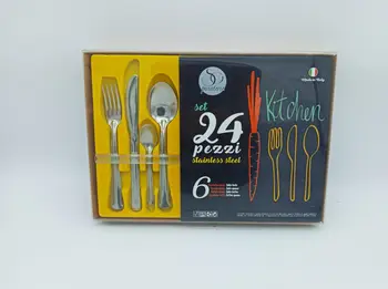 

Servizio Posate 24 Pezzi Acciaio Inox 18/c Economico 0,8mm Spessore Burattato