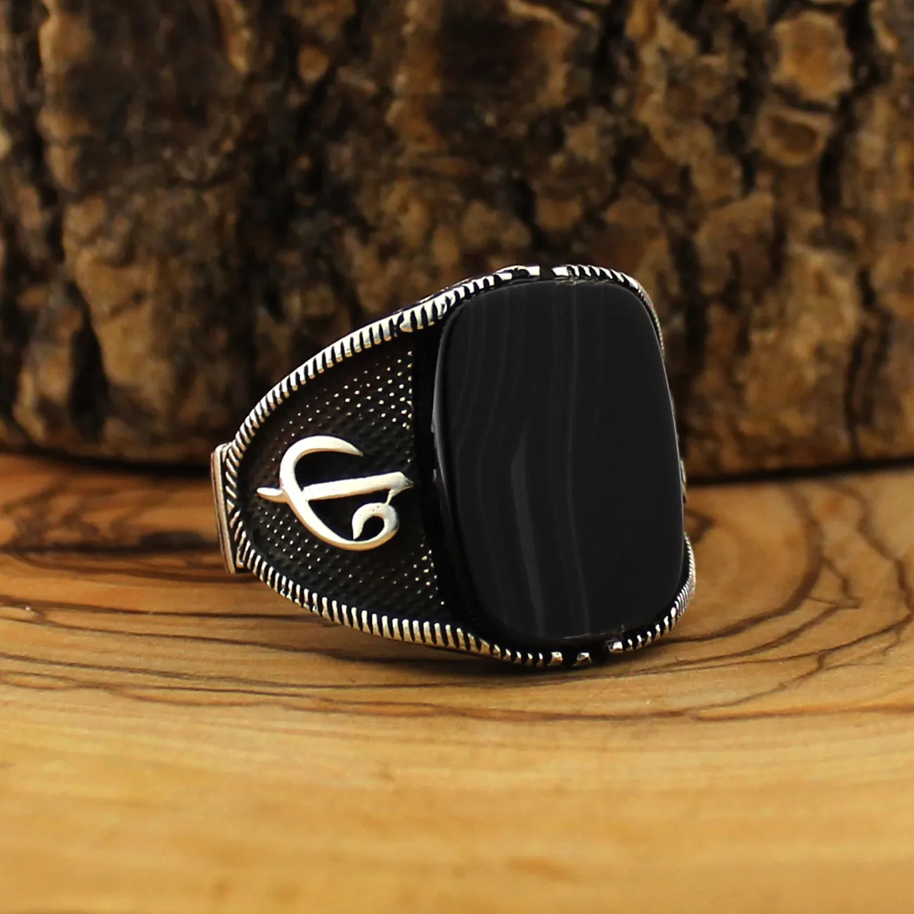 

925 Sterling Silver Ring for Men Solimani Black Agate Stone Onyx Jewelry fashion vintage Gift Rings All Size Made in turkey