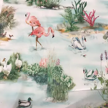 

Flamingos in Lake 100% cotton poplin fabric