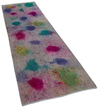 

96x323 Cm Multicolor Handmade Overdyed Runner Rug-3x11 Ft