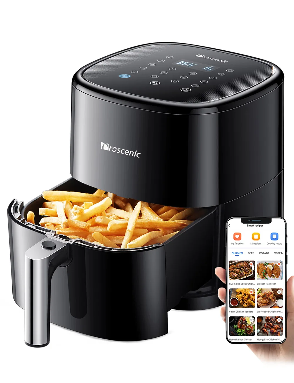 Fritadeira de ar Elétrica sem Óleo Controle de Voz Nova Proscenic Inteligente Pan 5l Tecnologia 3d 100 Receitas 11 Programa 2022 T22 Computers & Electronics