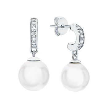 

Silver earrings with cubic zirconia and pearls imitation sunlight sample 925