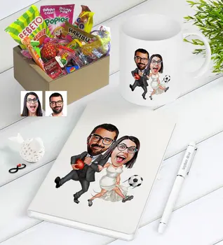 

Personalized Valentine Caricature Of Nostalgic Lezzetler Notebook Pen Mug Gift Seti-15