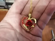 Nuevo amor corazón rojo rosa colgante, collar de mujer Color dorado para señorita gargantilla collar de joyería de moda para el Día de San Valentín regalo