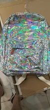 Yogodlns-mochila holográfica geométrica para hombre y mujer, morral de viaje de PVC, bandolera Laser, escolar, informal