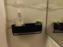 Black Bathroom Shelves Rack Towel-Bar Wall-Shelf Shower-Storage Kitchen Aluminum Space