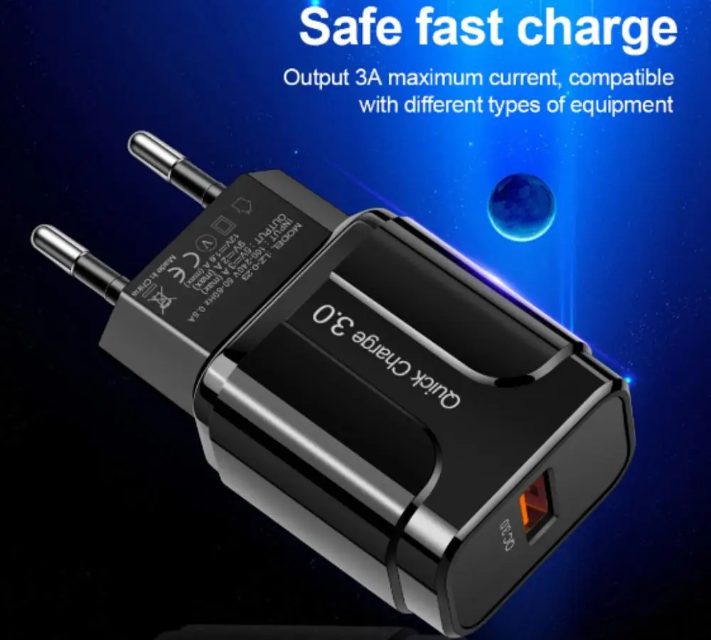 3A Quick Charge 3 0 USB зарядное устройство EU настенный мобильный телефон адаптер для
