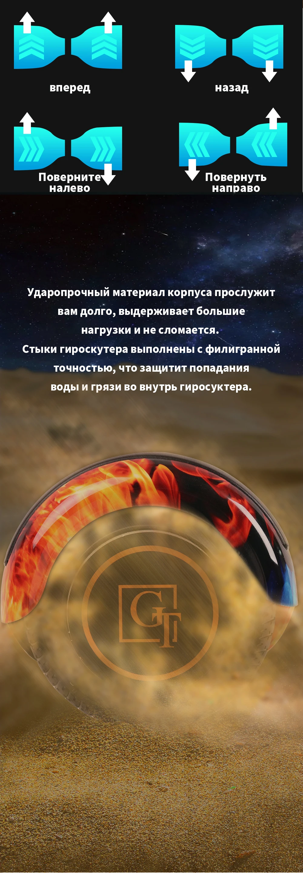 Гироскутер Hoverboard GT 6,5 дюймов с bluetooth два колеса умный самобалансирующийся скутер 36 в 700 Вт сильная мощная доска