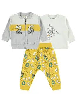 

2020 Winter Suit Knitting Set 2 Rope 2 Rope Long Sleeve Embroidered Bicycle Colar Civil Baby Baby Boy 3 Pieces suit 6 18 Months