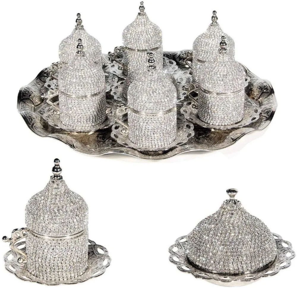 2-swarovski taşlı bakır kahve seti