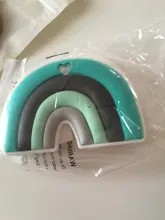 Mordedor de silicona de arcoíris para bebé, Clip de chupete de silicona de grado alimenticio para niños, juguetes hechos a mano, accesorios de forma geométrica para recién nacido