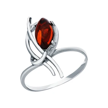 

Silver ring with amber sunlight sample 925