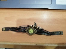 Relojes de pulsera Vintage para mujer y niña, pulsera con hoja, brazalete de cuero colgante, regalo