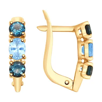 

Sokolov drop earrings with stones in gold with blue and blue topaz, fashion jewelry, 585, women's male, long earrings