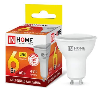 

LED lamp LED-JCDRC-VC 6 W 230VAC GU10 3000 K 480Лм IN HOME