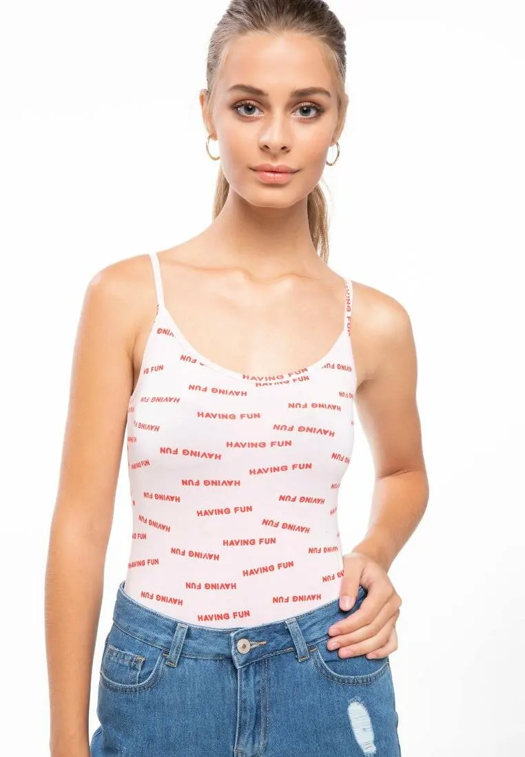 

DeFacto Fashion Woman Short Sleeve T-Shirt Summer Ladies Casual Letter Pattern Tank Female Sling Tee New- J6497AZ18AU