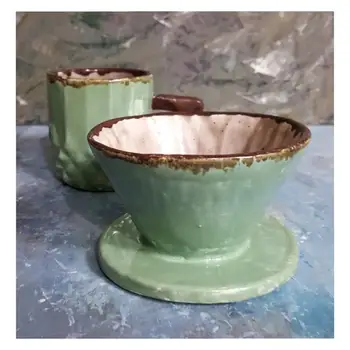 

luxury handmade Light Green, Ceramic Coffee Dripper, V60 02 and Mug Set