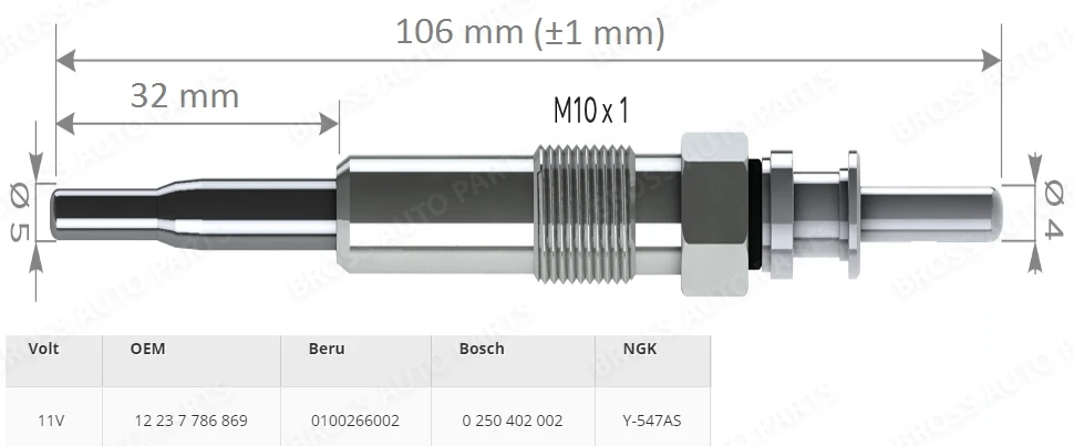 Bross автозапчасти BGP21 1 шт. нагреватель свечение заглушки GX2106 12237786869 GE102 0100266002 0 250 402