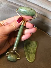 Masajeador de rodillo de Jade para rodillo Facial Gua Sha Jade Stone, masajeador Facial de belleza, levantamiento de cara delgada, herramientas de cuidado para la piel Facial antiarrugas
