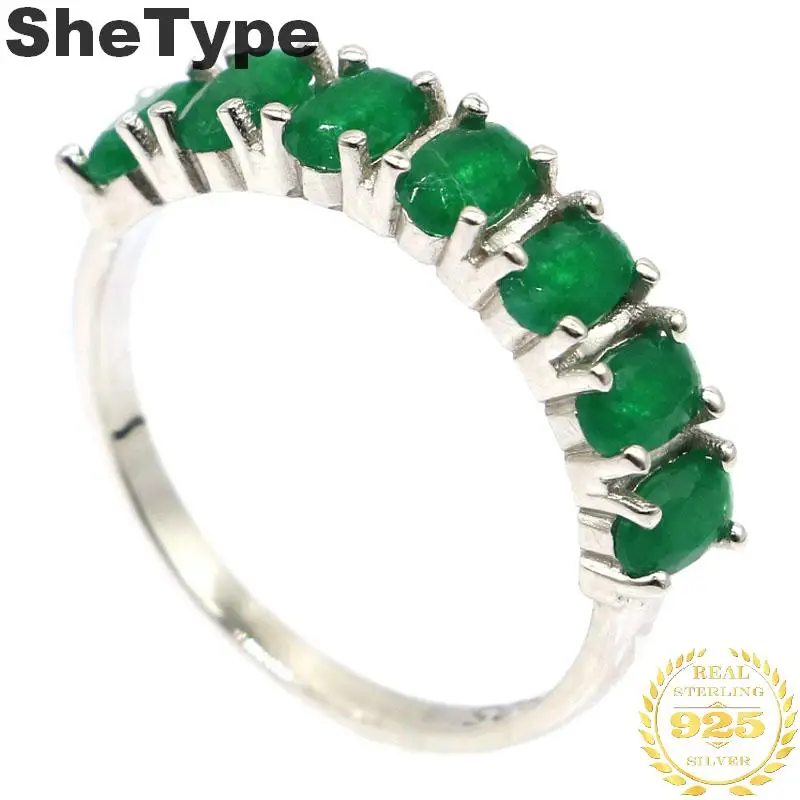 22x5 мм романтические 2,2 г настоящий зеленый изумруд подарок для женщин 925 Твердые кольца из стерлингового серебра
