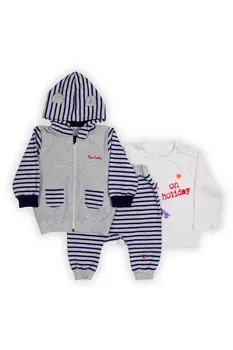 

Pierre Cardin Original Licensed Gray Laci Striped 3-Piece Tracksuit Set kids newborn boy two pieces sets long sleeve baby boy