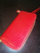 Billetera de doble cremallera para mujer, cartera a la moda, diseño largo, bolso de teléfono, gran oferta, rojo/Blanco/negro