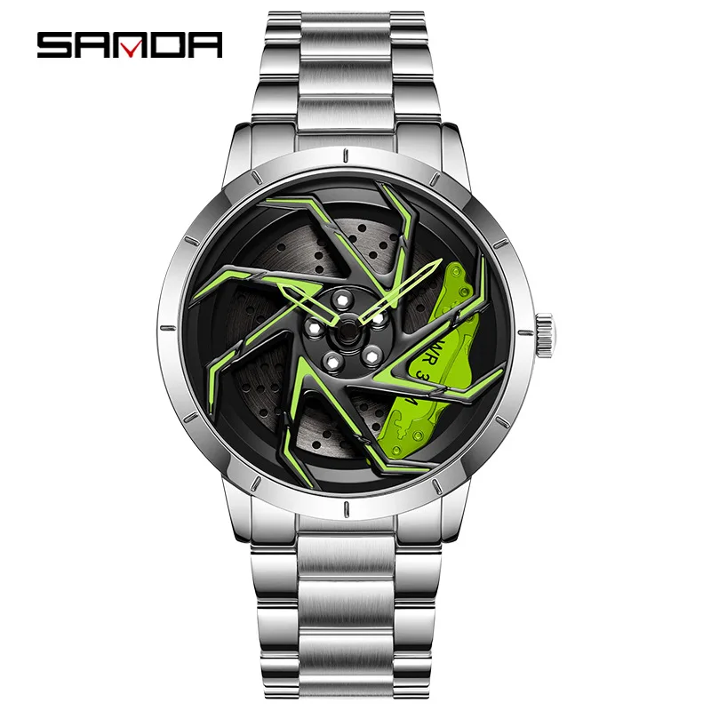 SANDA brand new steel belt personality dazzle cool men's quartz watch trend fashion atmosphere leisure watch 360 degrees rotary cccp standard summer men s short sleeved top simple atmosphere trend style luxury men s clothing s 3xl