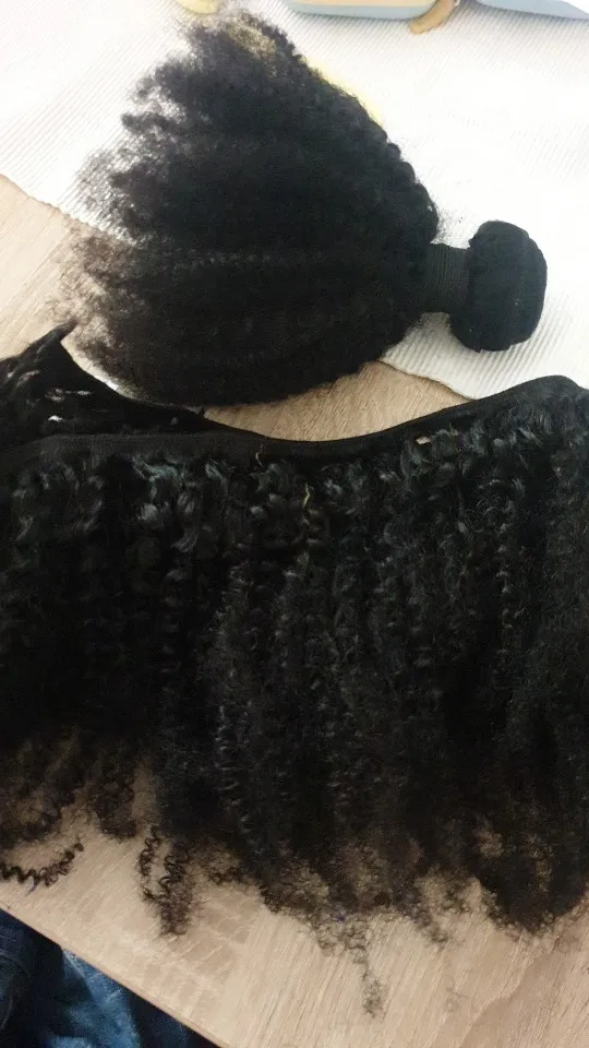 Mongolian Afro Kinky Curly Human Hair Bundles photo review