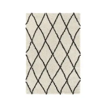 

Carpet Lounge Shaggy ASTHMA-Berber Style-150x220 cm-Cream and brown-Design geometric