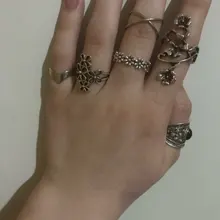 Tocona 14 unids/set Vintage Color de plata antiguo anillo para mujer rosa girasoles Cruz geométrico joyas bohemias 4 кольцо 6391