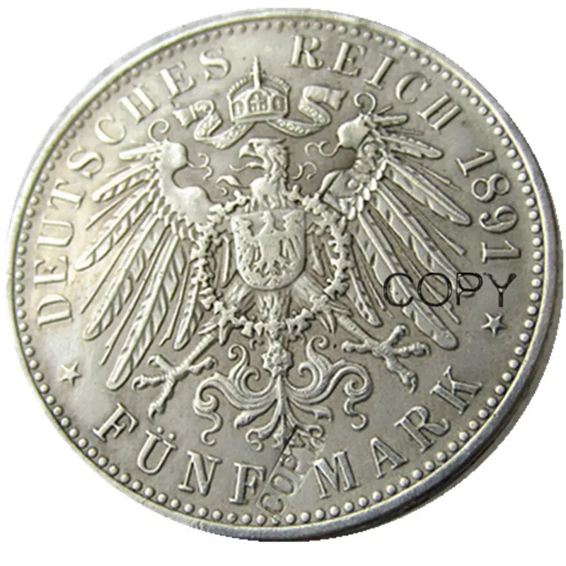1891 немецкие Штаты Баден-5 знак Посеребренная Имитация монеты