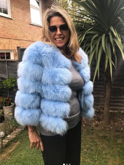 blue Лидер продаж, пальто из натурального Лисьего меха со звездами "Венеция", Красивая Великолепная зимняя меховая куртка, верхняя одежда abrigo mujer - Цвет: blue