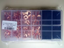 Juego de terminales de cobre de cable, conjunto surtido de anillos conectores soldados de auto para cableado desnudo rizado de batería para coche, 60/240/260 uds,